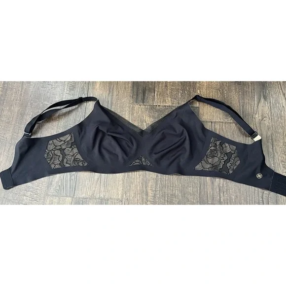 Honeylove liftwear crossover bra wireless black removable cups Pads size medium - Picture 6 of 10